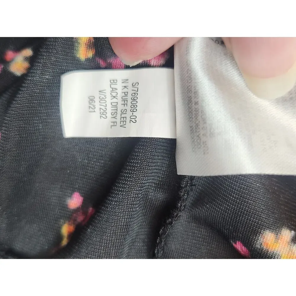 Old Navy Girls XL 14-16 Black Velvet Floral Dress Puff Sleeve Tiered‎